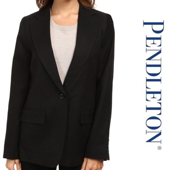 Pendleton Jackets & Blazers - Pendleton Black One Button Blazer Size 4 Virgin Wool NWOT